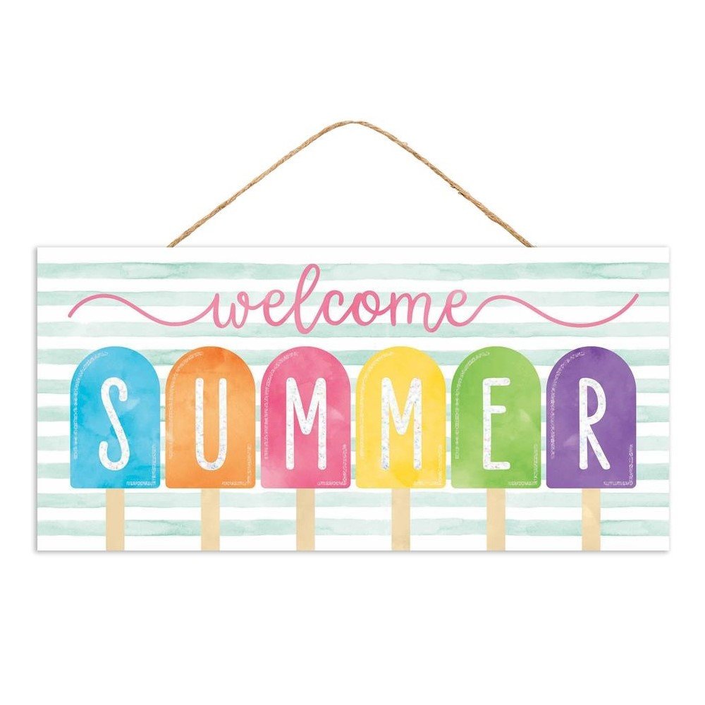Welcome Summer Glitter Sign, 12.5"