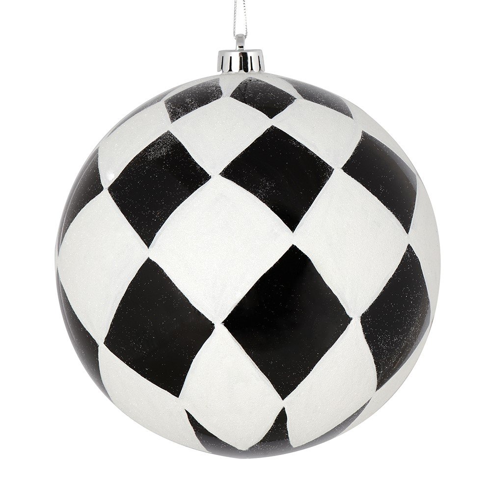 Black Ball White Diamond Glitter 4.75"