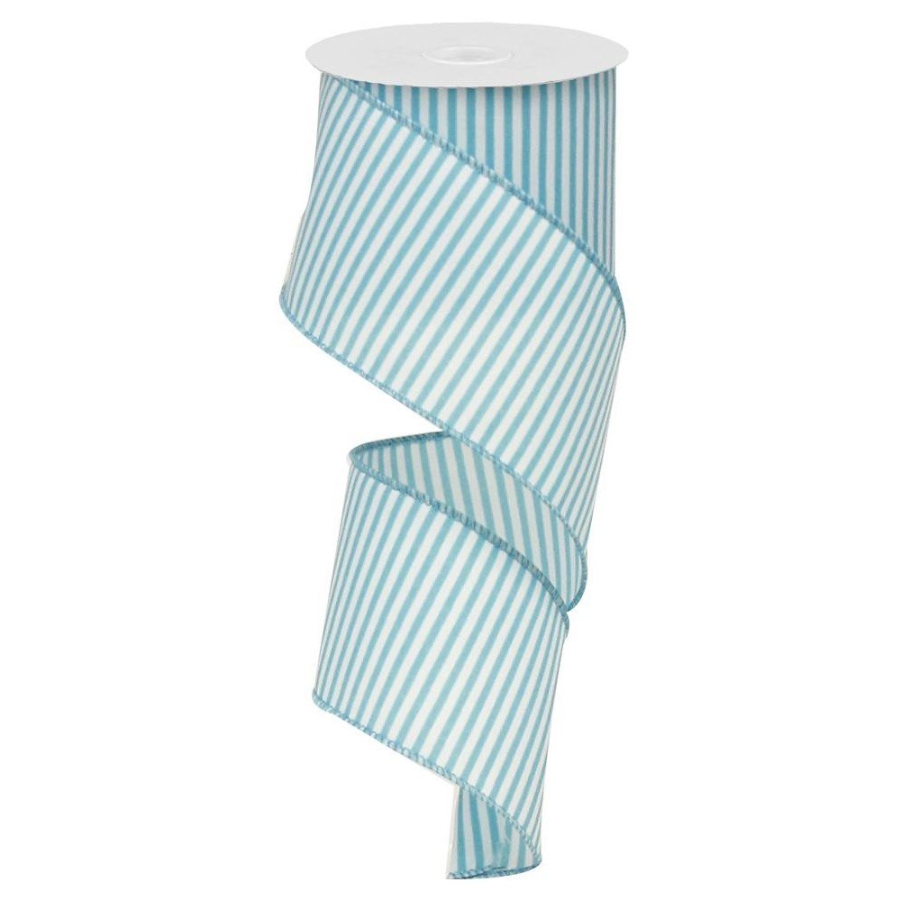 Horizontal Lines: Turquoise/White, 2.5"