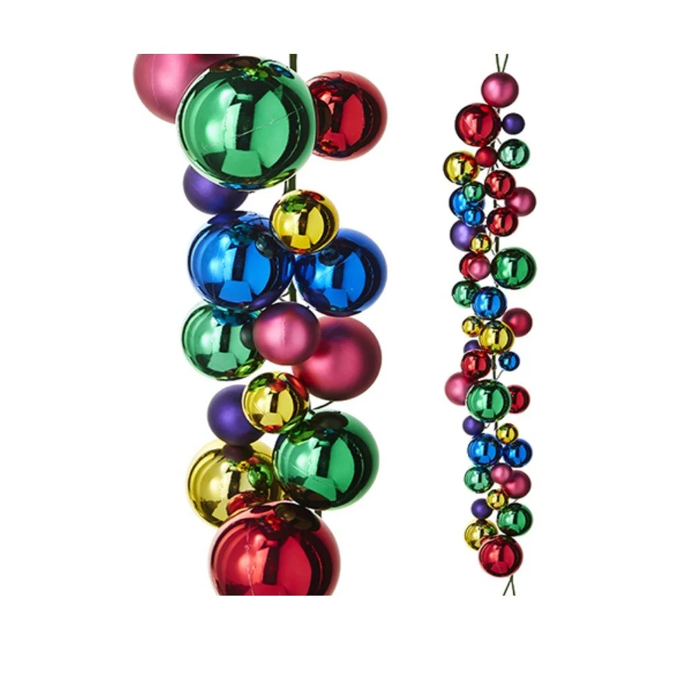 RAZ 4' Mixed Pattern Ball Garland — Holiday Whimsy