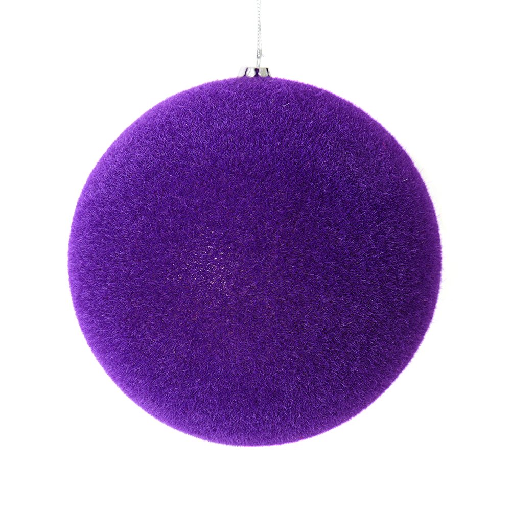 Purple Flocked Ball Ornament 4/Bag, 5"