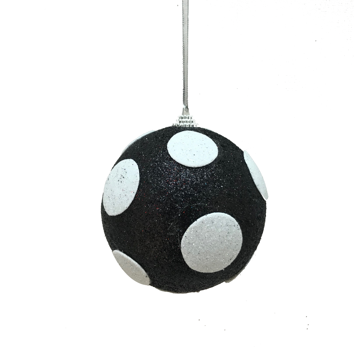 Polka Dot Ball Ornament: Black/White, 4"