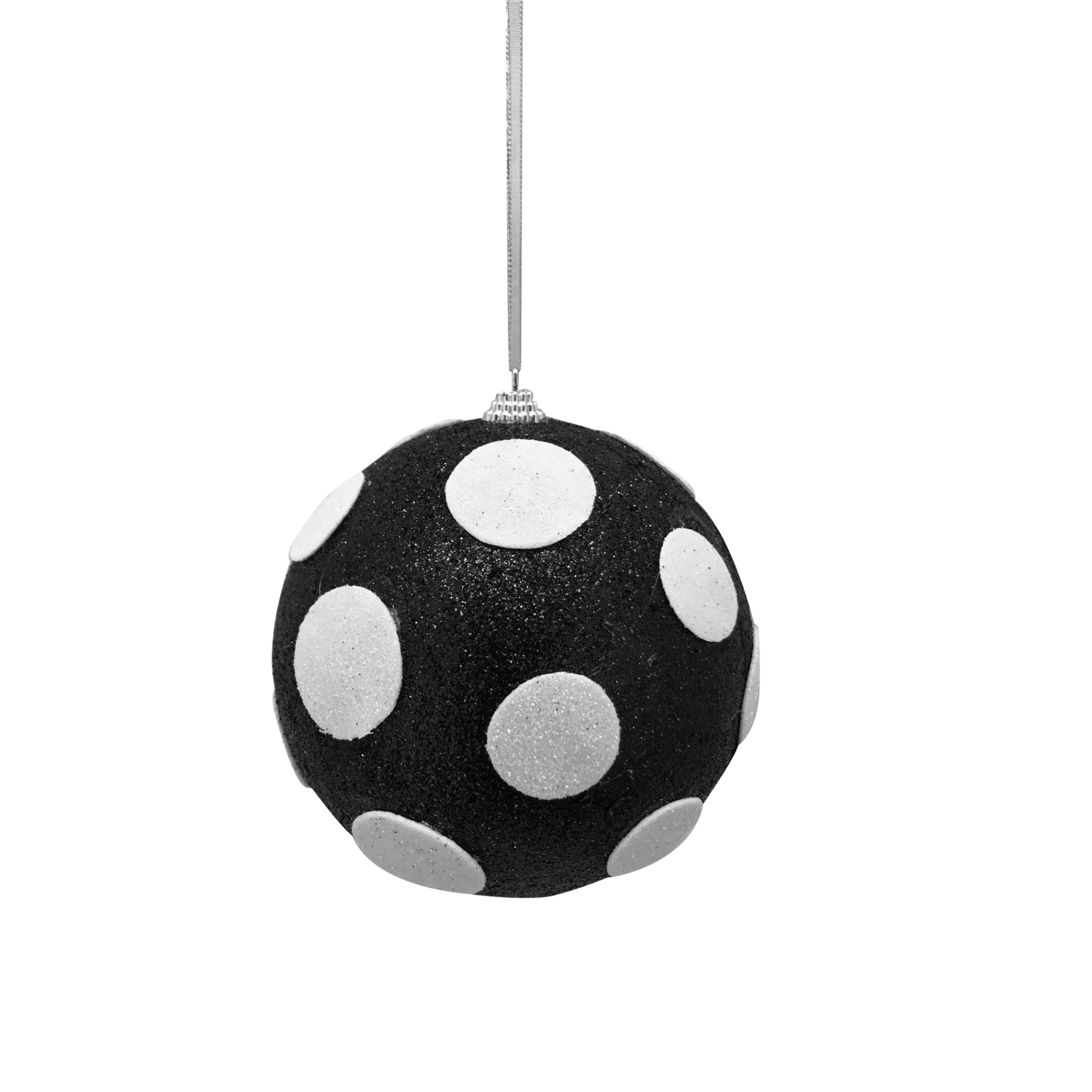 Polka Dot Ball Ornament: Black/White, 5"