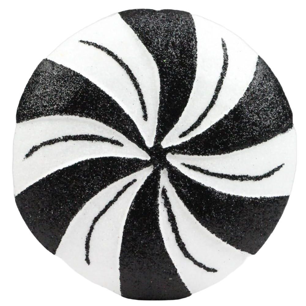 Peppermint Candy Ornament: Black, 6" dia.