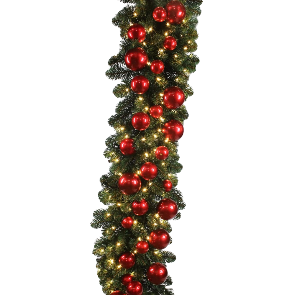 Candy Apple Ball Garland: Red, 10'