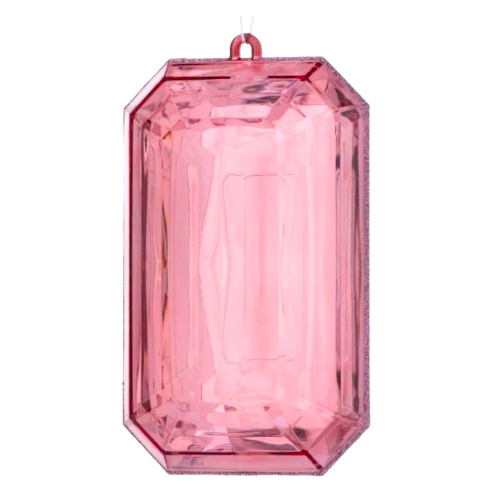 Acrylic Emerald Cut Precious Gem Ornament Red, 8" — Holiday Whimsy