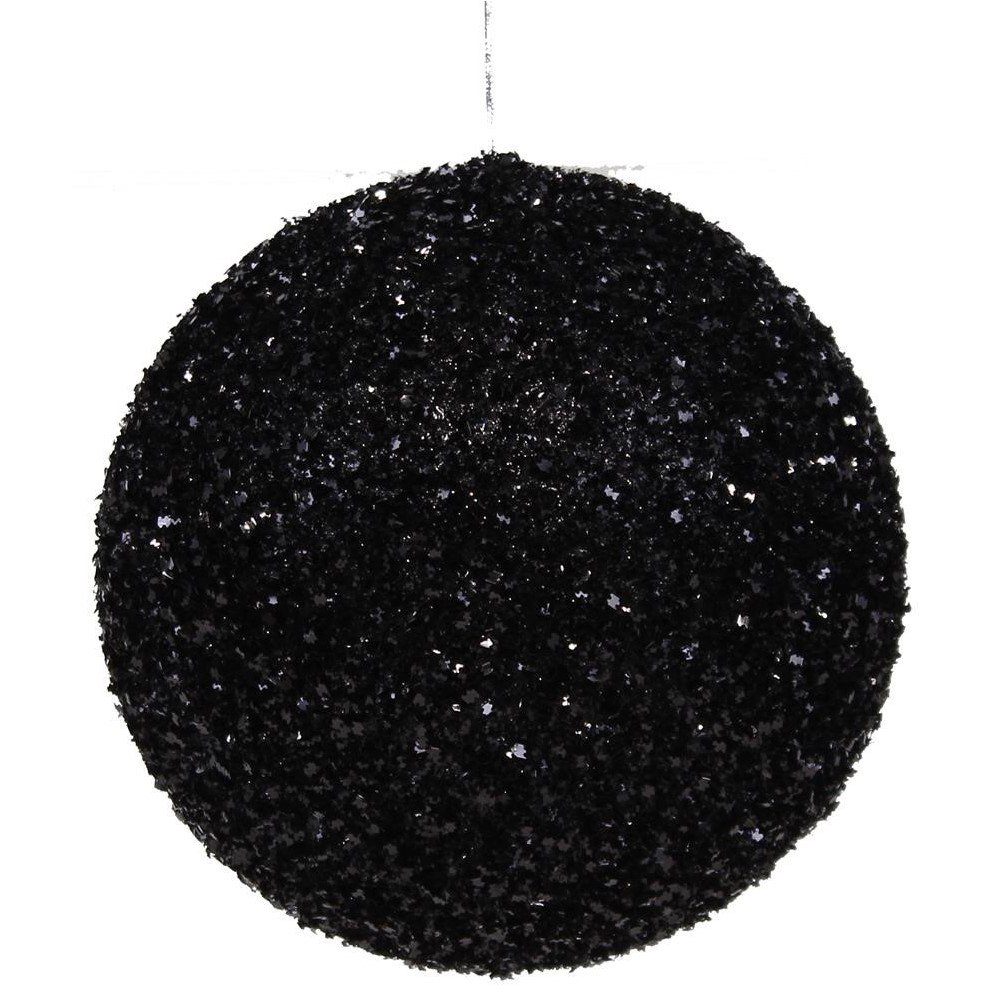 Black Glitter Ball Ornament, 6' dia.