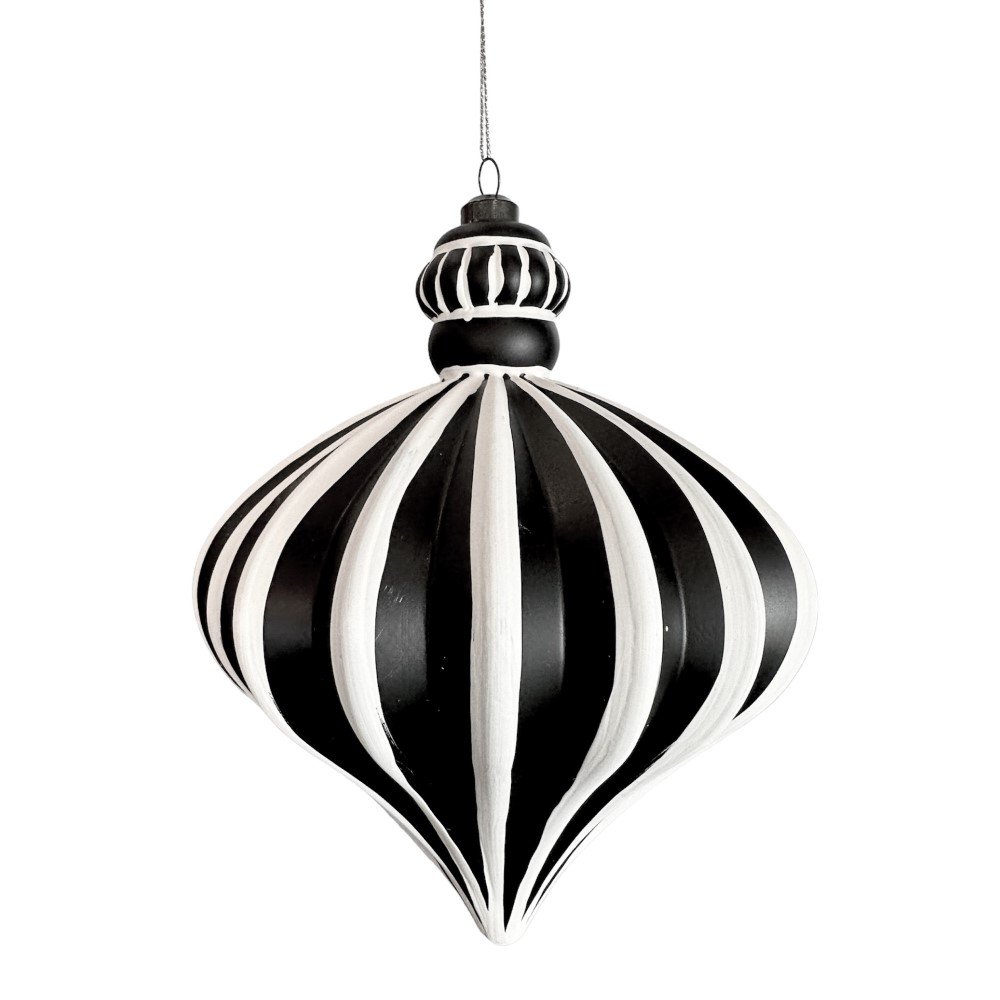 Onion Ornament: Black/White, 7"