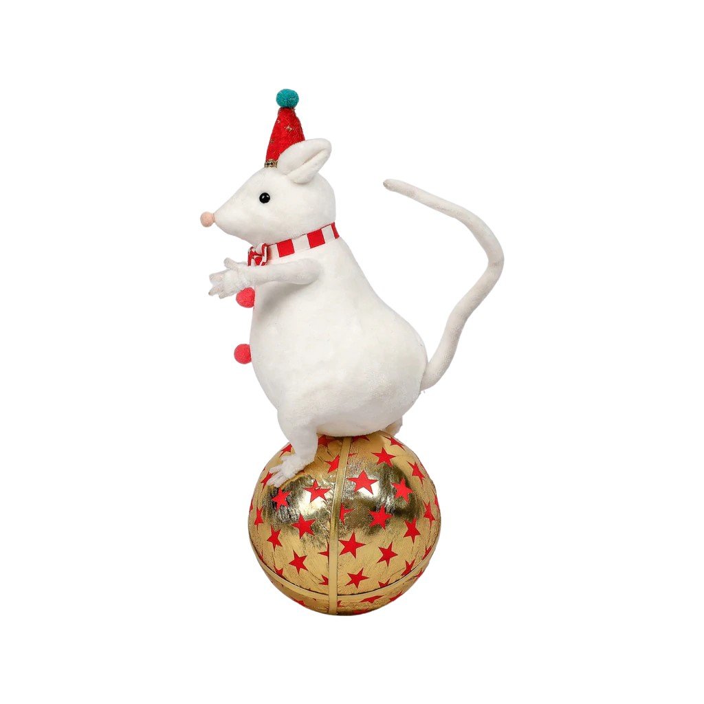 Mouse on Red Star Christmas Ball, 13.5"