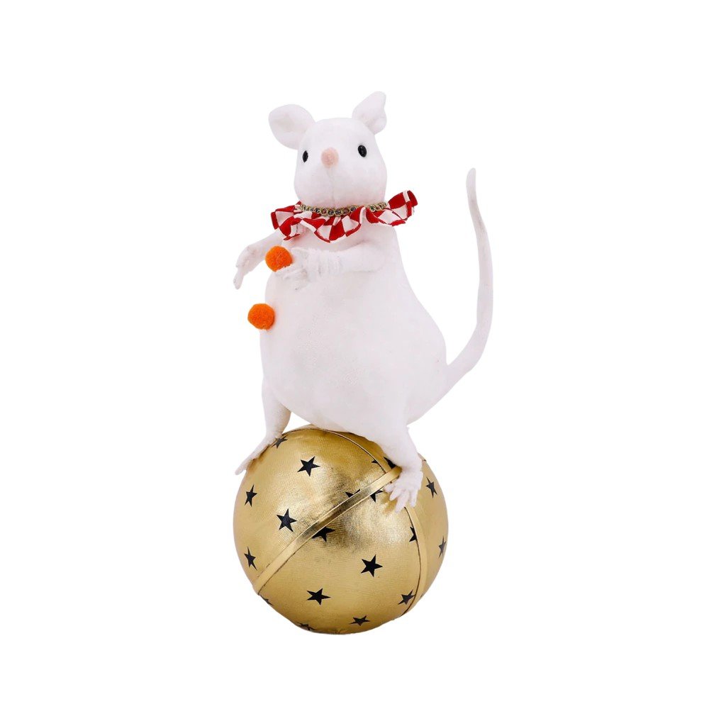 Mouse on Black Star Christmas Ball, 11.5"