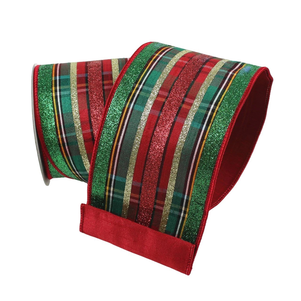 Glitzy Plaid: Red/Green, 4"