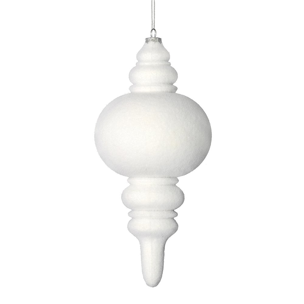 White Flocked Finial Ornament, 10"