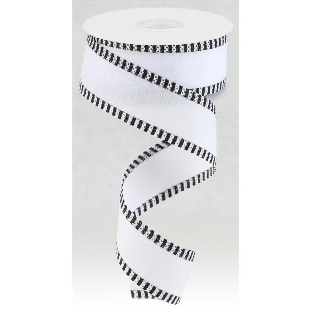 Shimmer Glitter/Stripe: White, 1.5"
