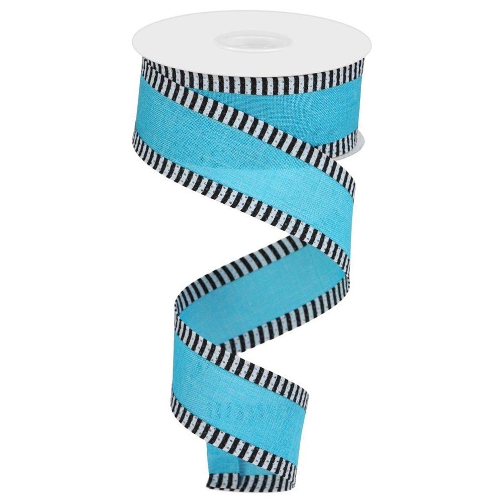 Royal Burlap/Thin Stripe: Turquoise, 1.5"