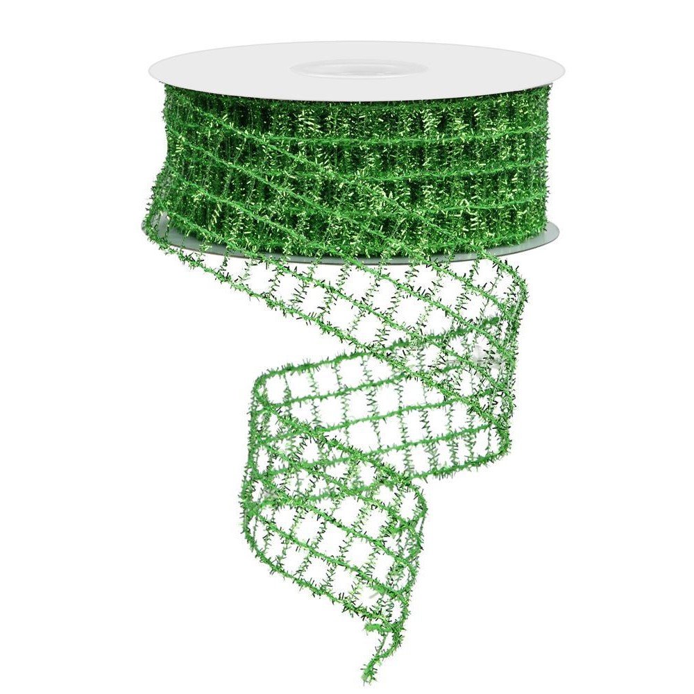 Tinsel Mesh: Green, 1.5"