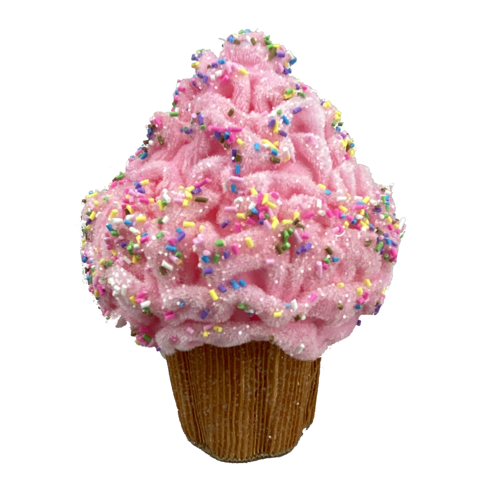 Velvet Cupcake Ornament: Pink, 7"