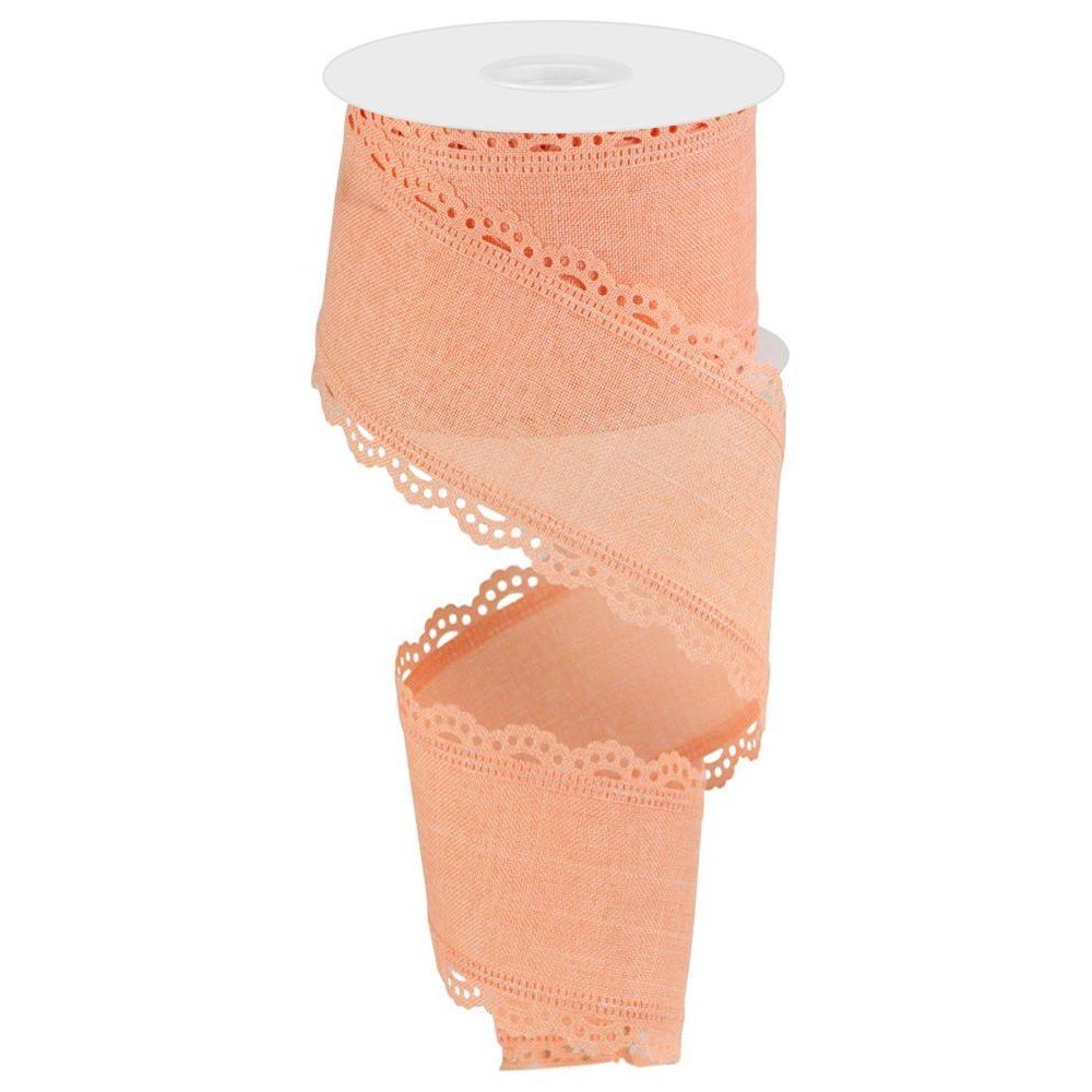 Scalloped Edge Royal Burlap: Peach, 2.5"