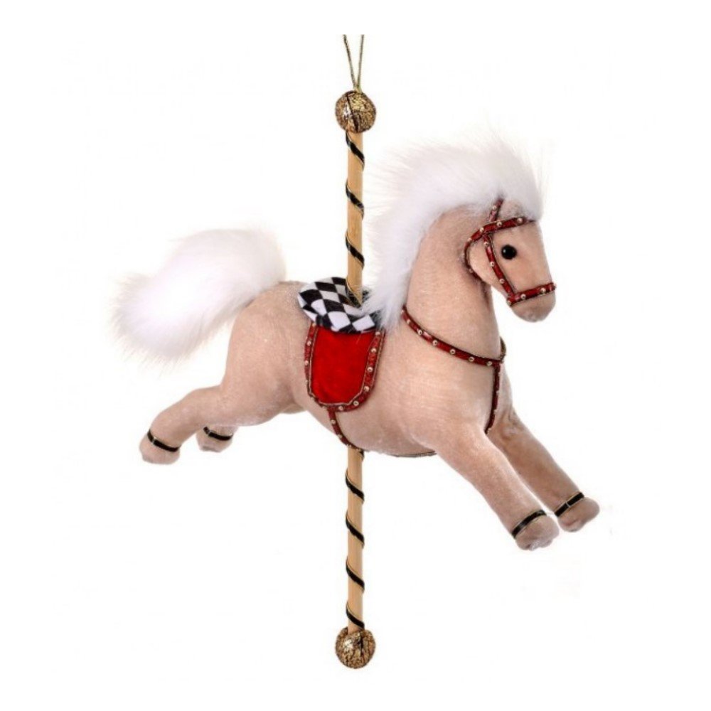 Velvet Carousel Horse Ornament, 13"