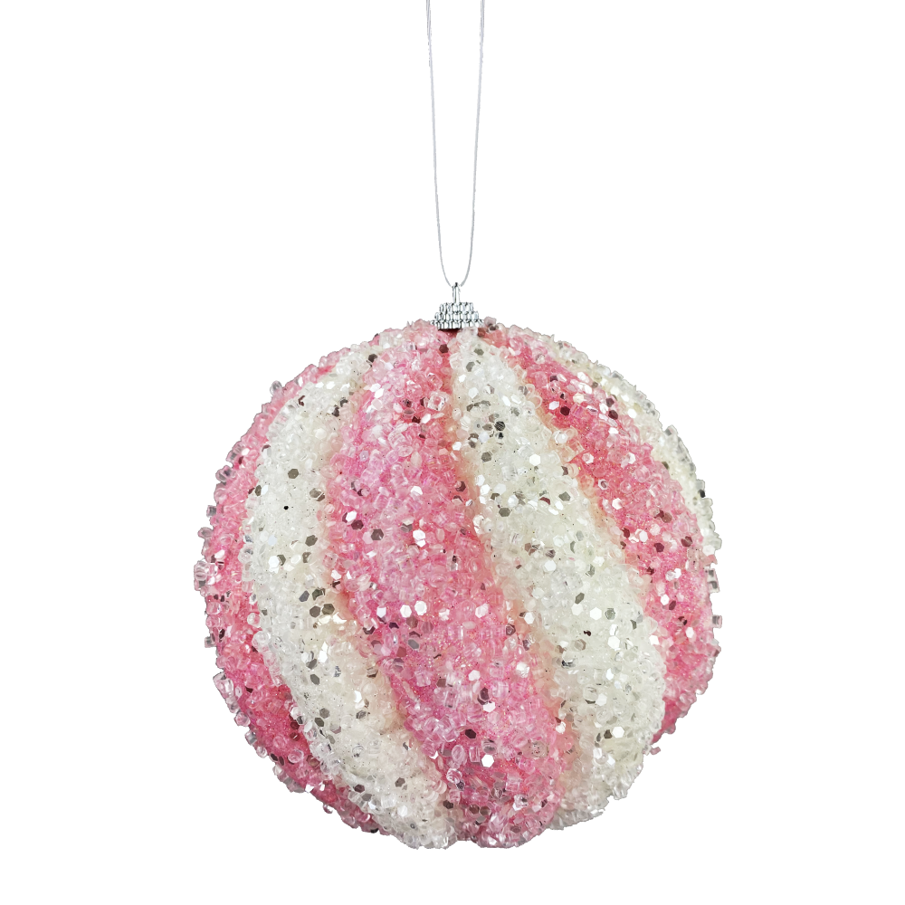 Icy Ball Ornament: Pink, 6"