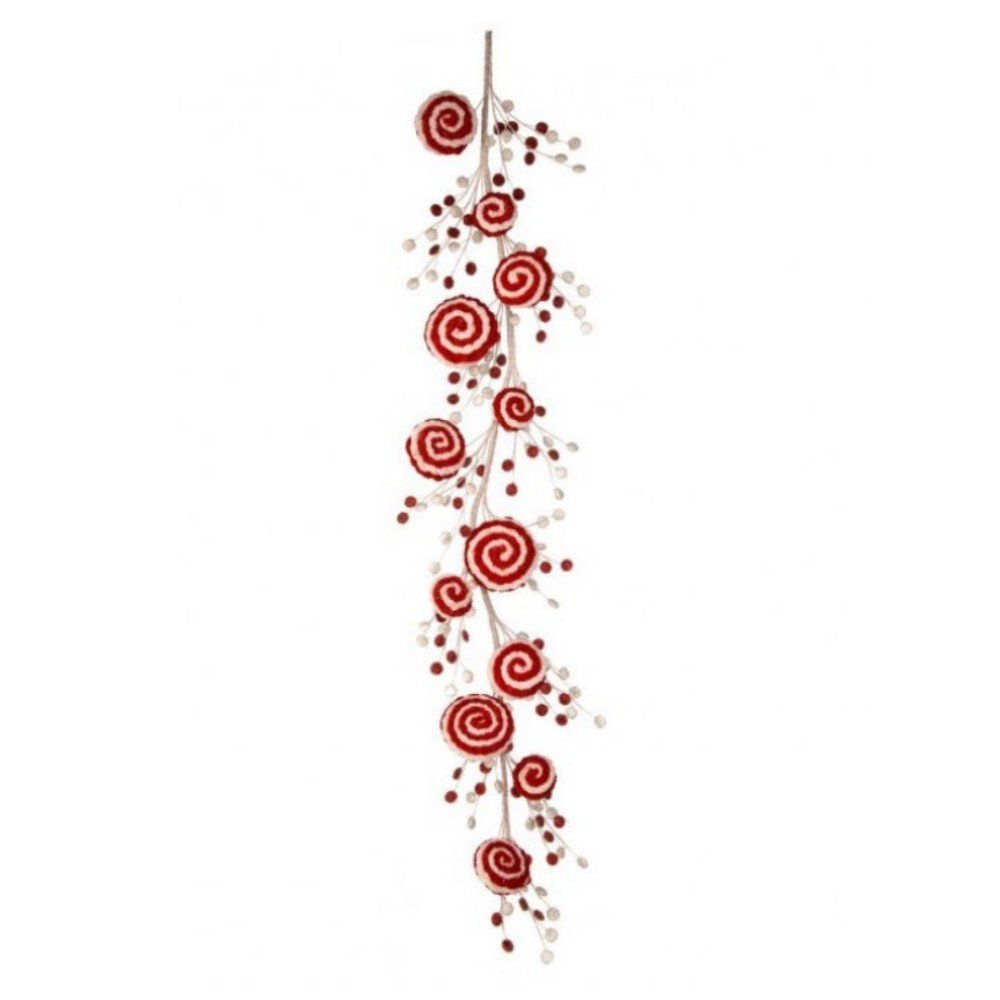 Peppermint Swirl Glitter Candies Garland, 52"