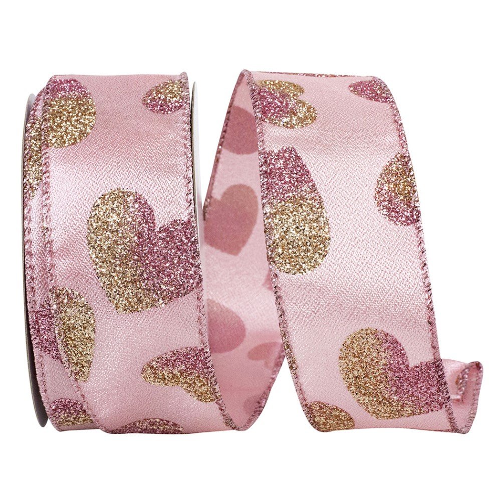 Glitter Pink Two Tone Hearts, 1.5"