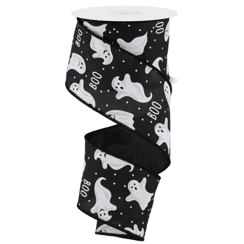 Ghosts/Boo Ribbon: Black, 2.5"
