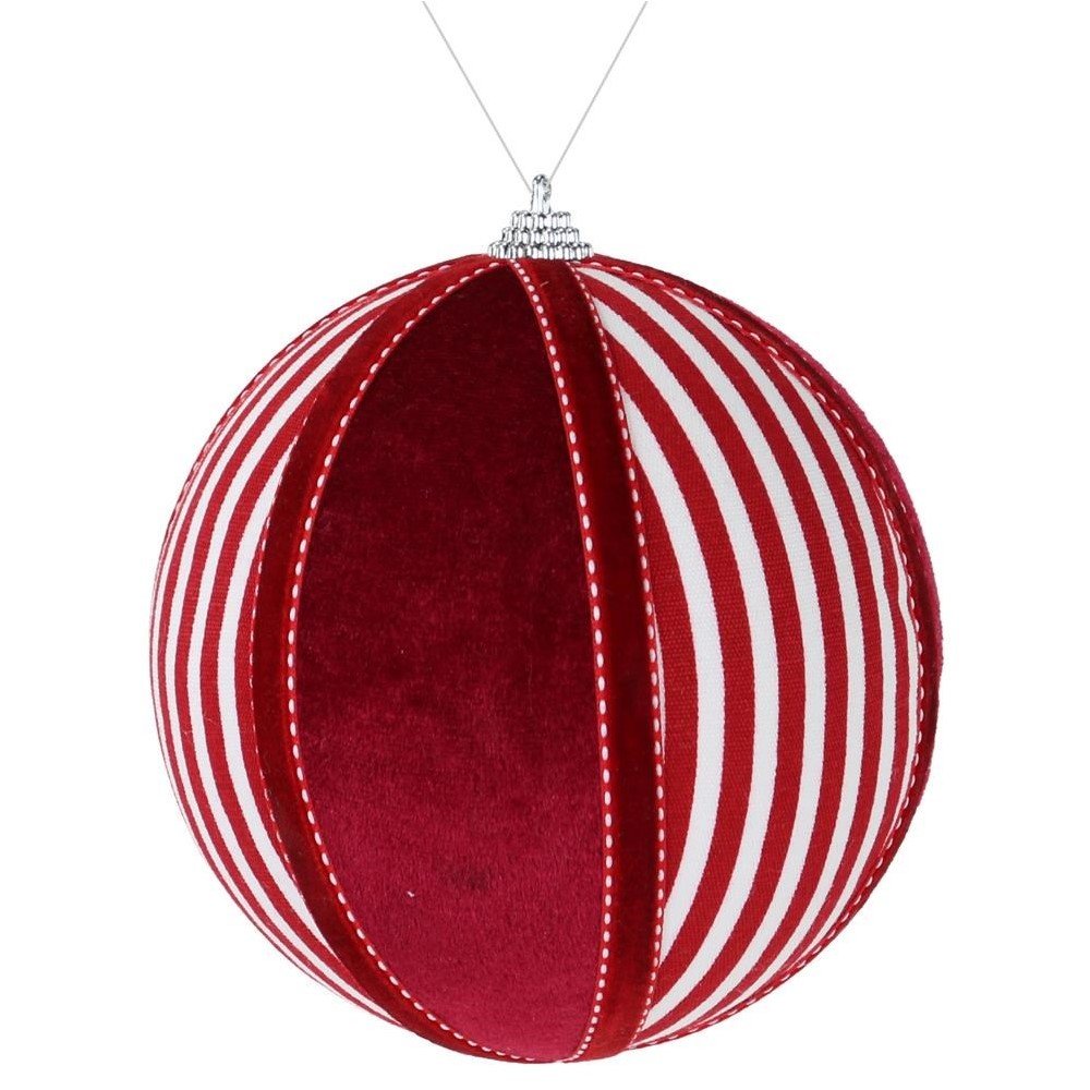 Velvet Stripe Ornament: Burgundy, 4.75"