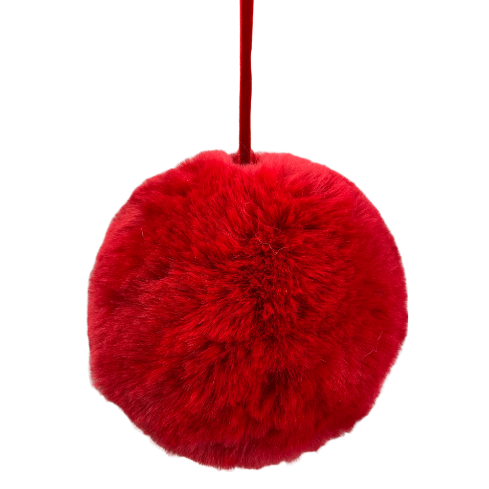 Faux Fur Ornament: Red, 6"