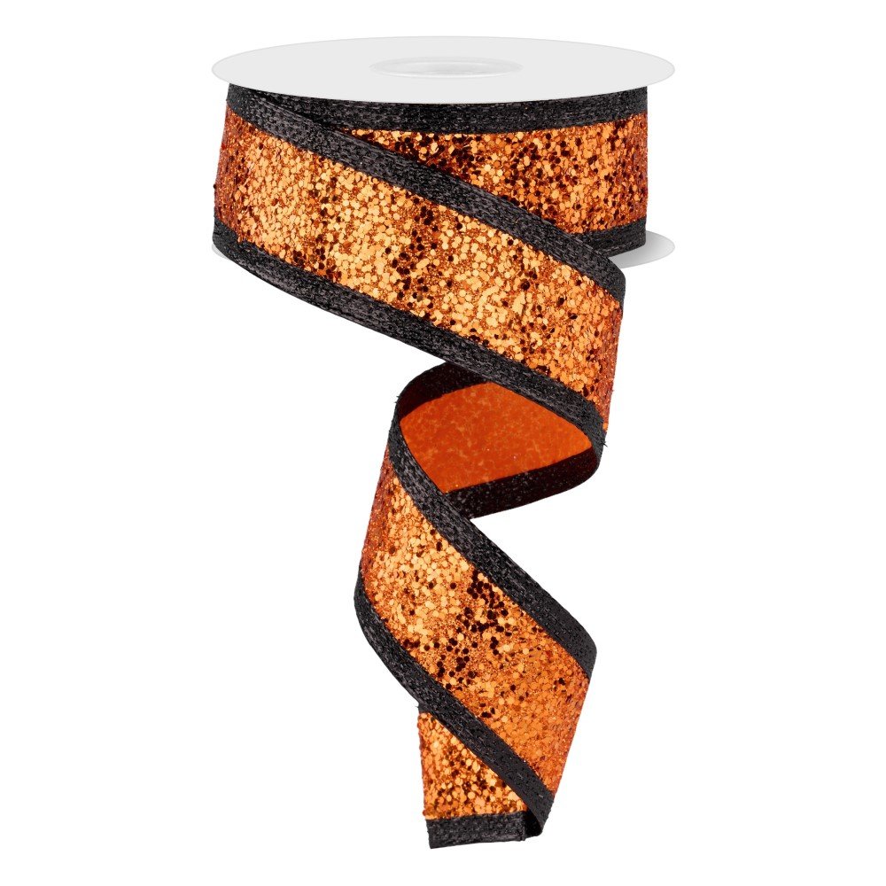 Large Glitter/Metallic: Orange/Black, 1.5"