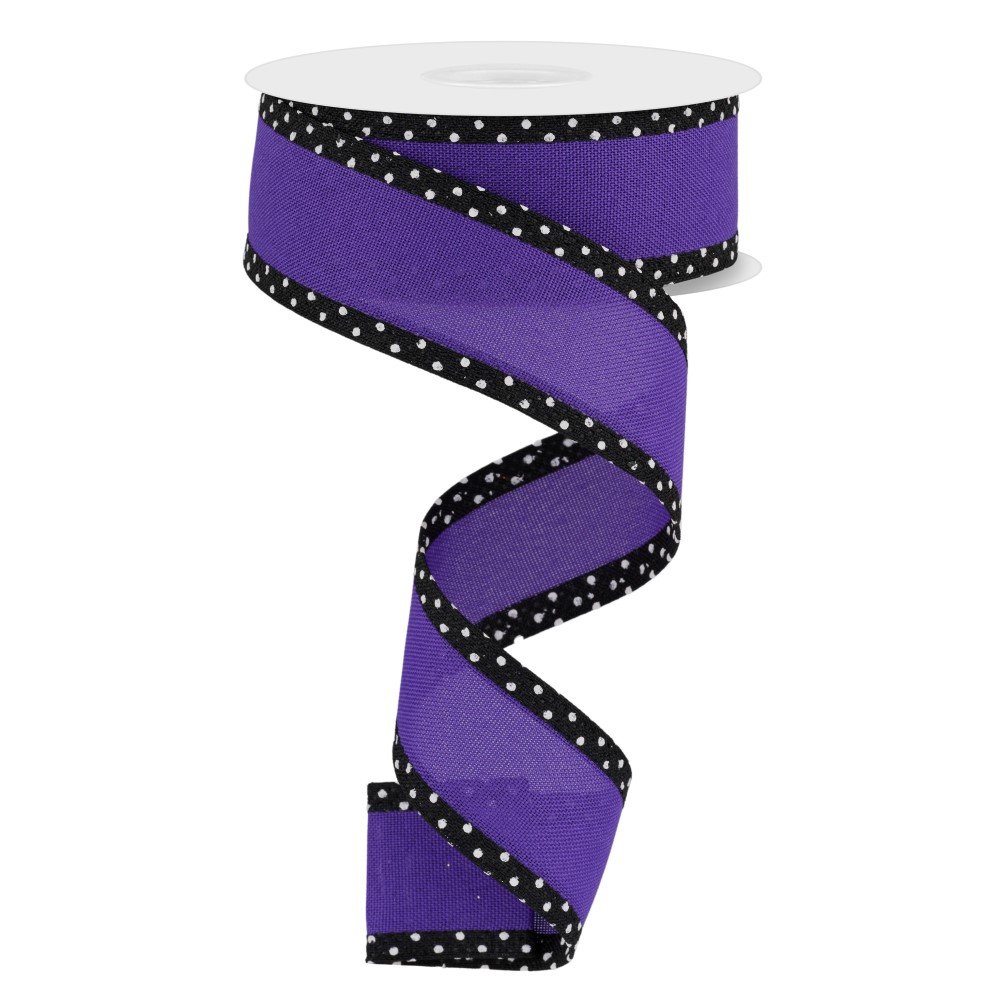 Faux Royal w/ Swiss Dot Edge: Purple, 1.5"