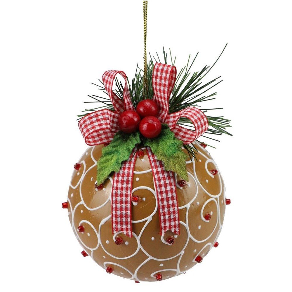 Swirl Ball Ornament: Brown, 4"
