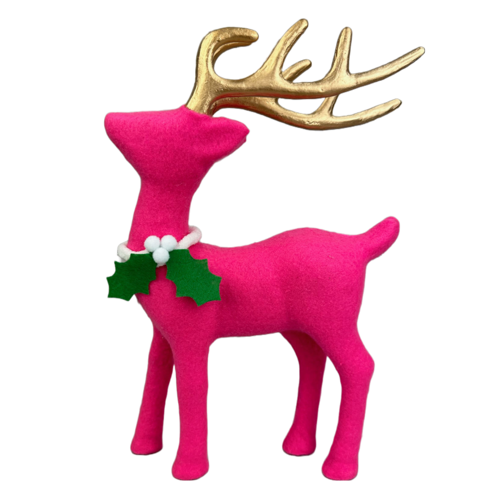 Flocked Deer: Pink, 12"
