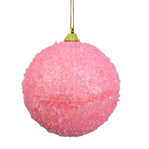 Set of 2 Preppy Christmas Pink and Green Ball Ornaments T2789 w