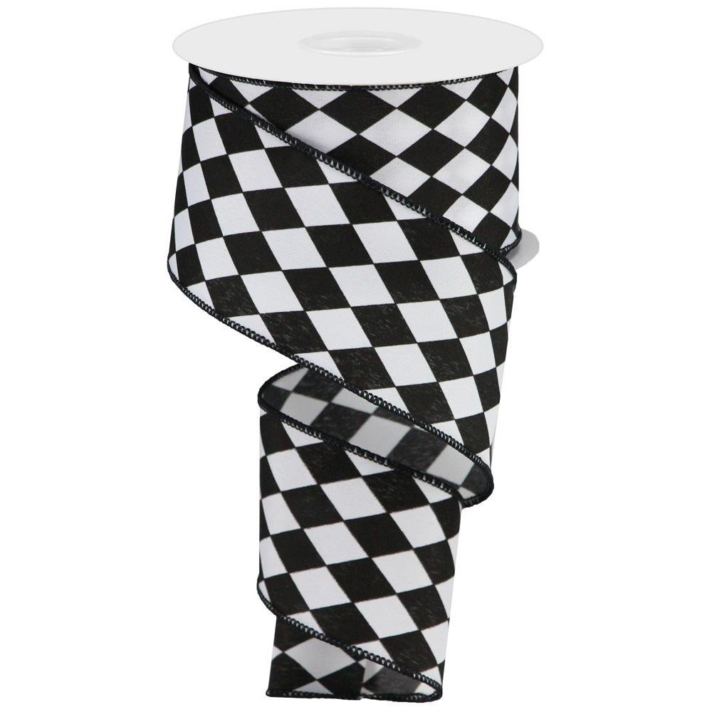 Harlequin on Pongee: Black/White, 2.5"