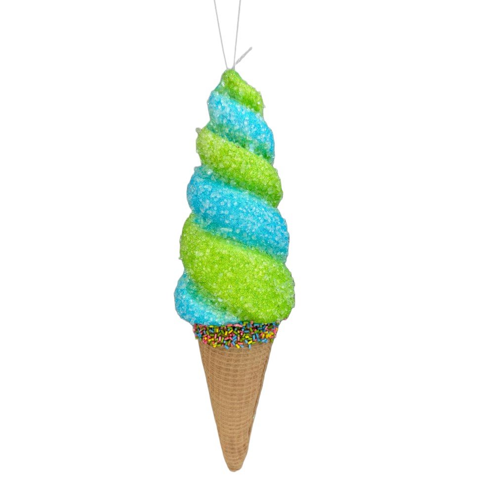 Swirl Ice Cream Ornament: Blue/Green, 13"