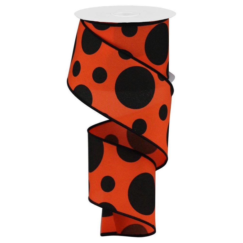 Giant Polka Dots: Dark Orange/Black, 2.5"