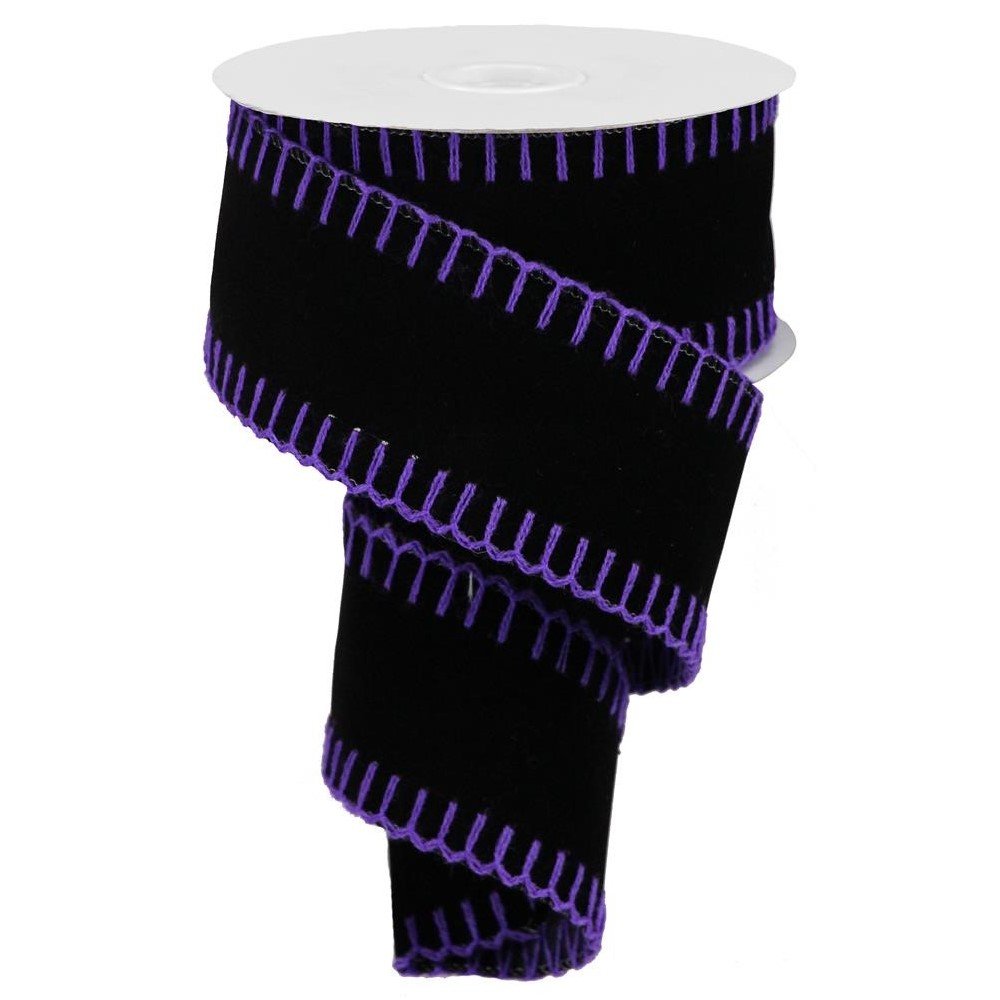 Velvet w/ Purple Stitch Edge, 2.5"