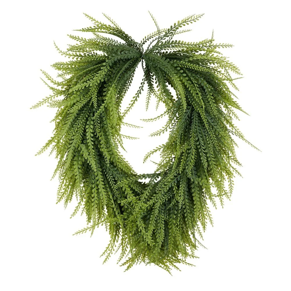 Draped Button Fern Wreath, 26"