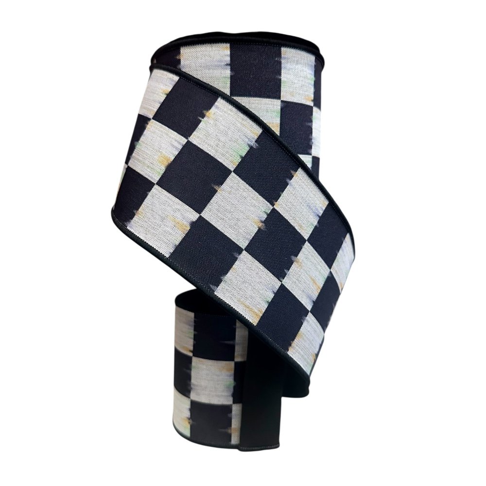 Bold Antique Check/Sewn: Black/Beige, 4"