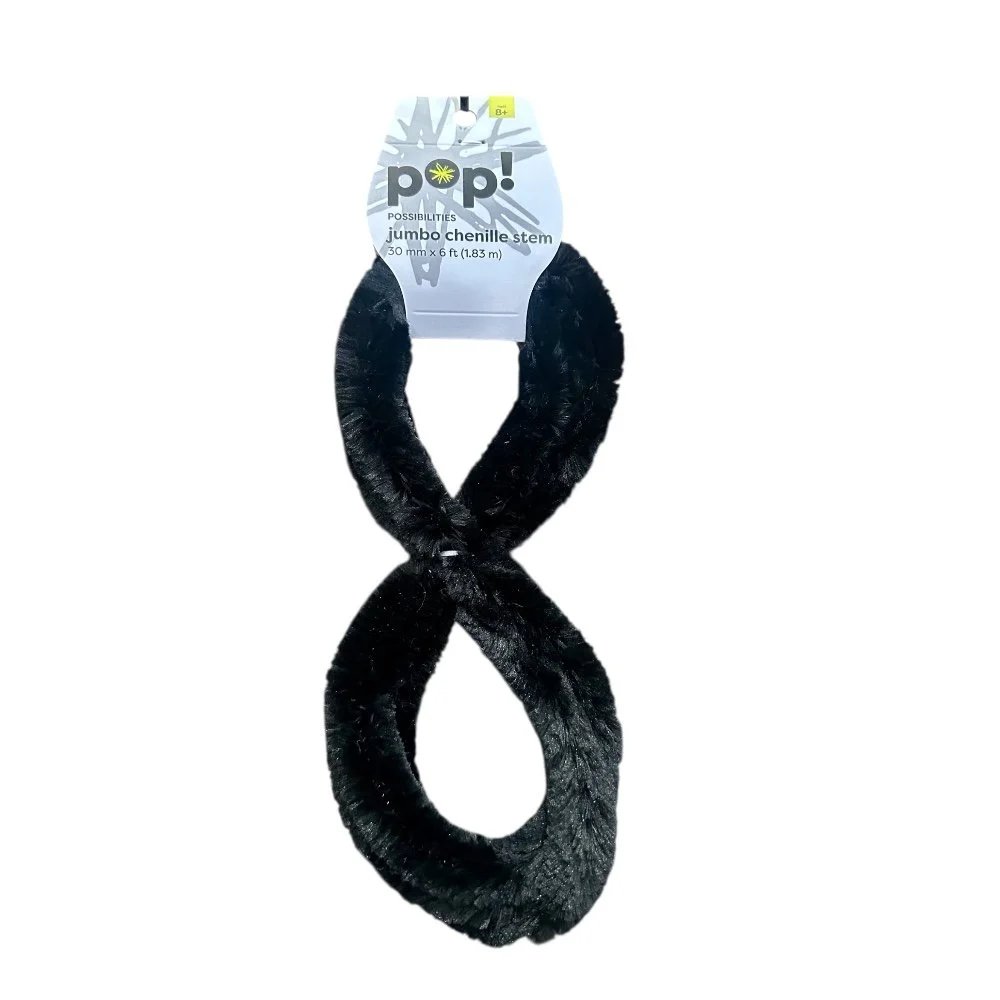 POP! Possibilities Jumbo Chenille Stem: Black, 6'