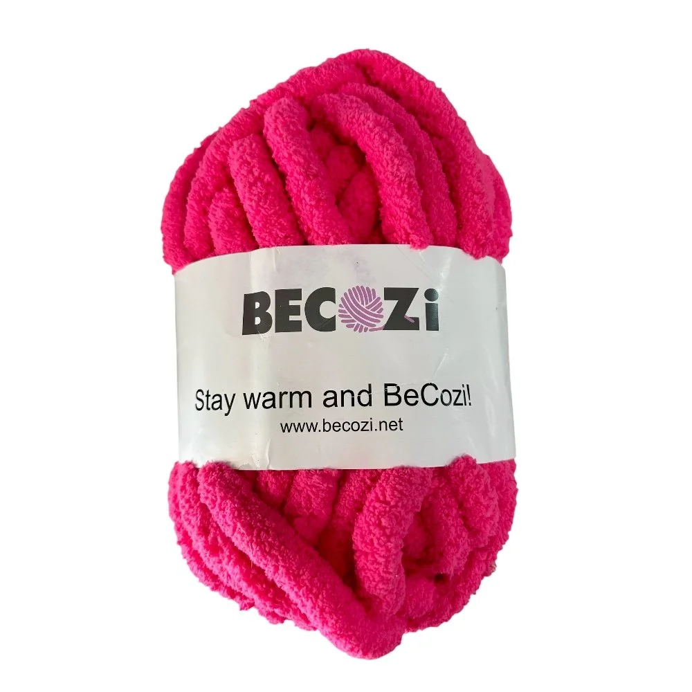 Becozi Chunky Chenille Yarn: Hot Pink