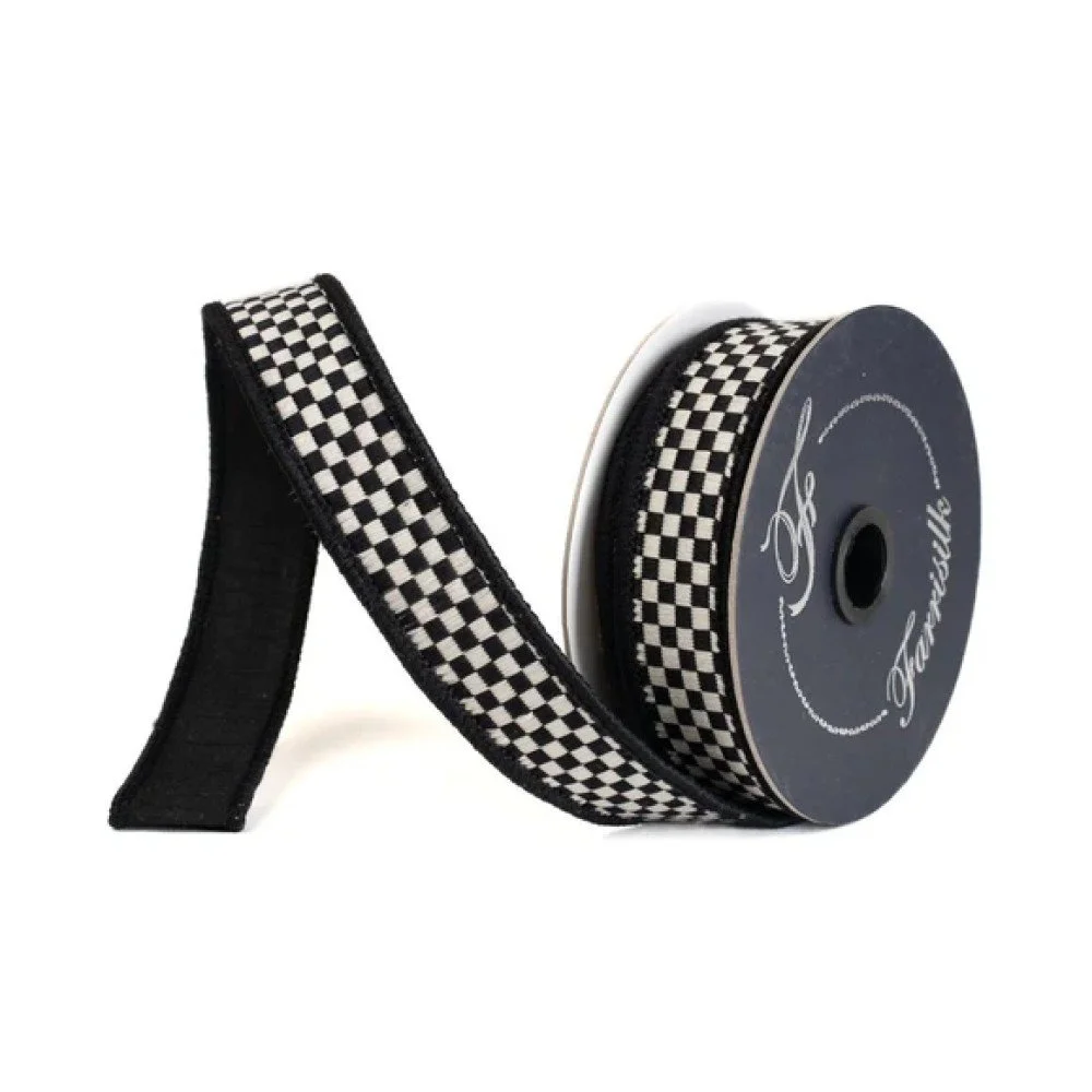 Kitschy Checks: Black/White, 1"