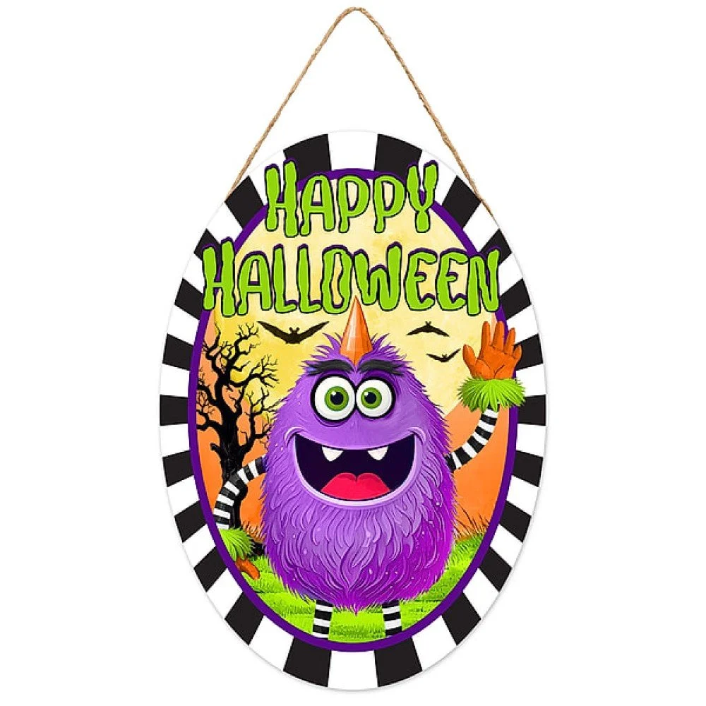 Monster Happy Halloween Sign, 13"