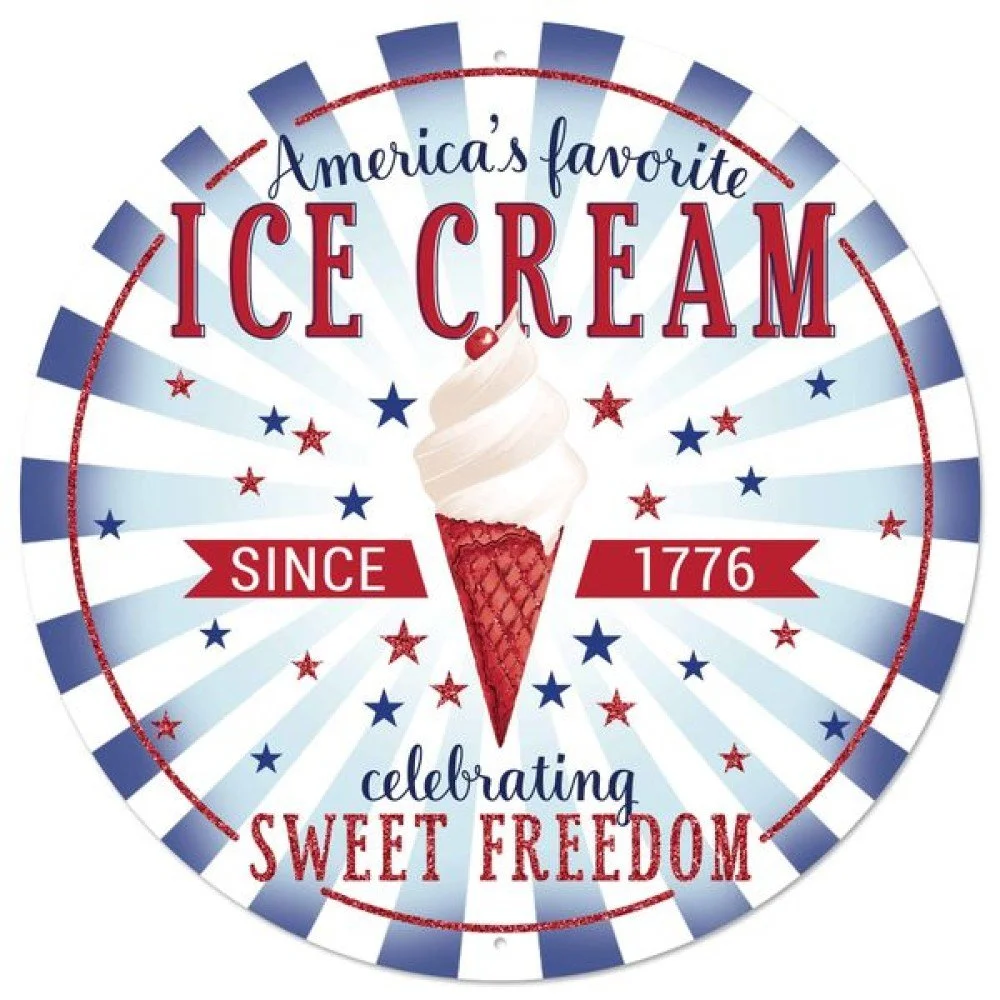 America's Ice Cream Metal Sign, 12" dia.