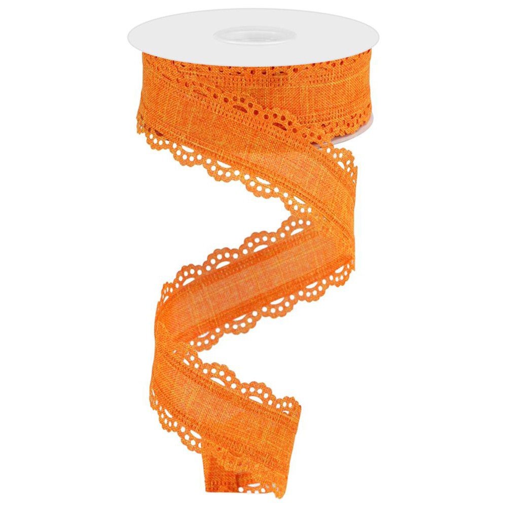 Scalloped Edge Royal Burlap: Orange, 1.5"