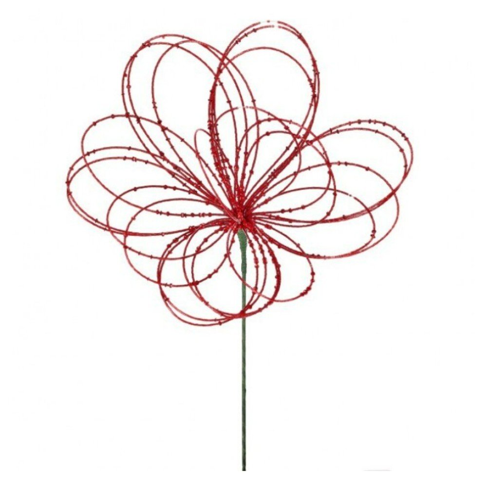Beaded Flower Stem: Red, 23"