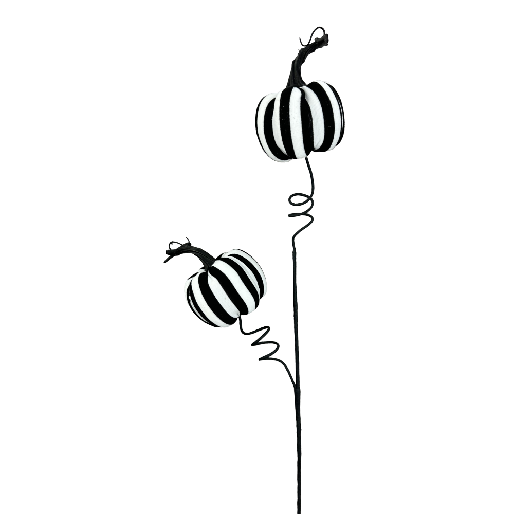 Stripe Pumpkin Spray: Black/White, 26"