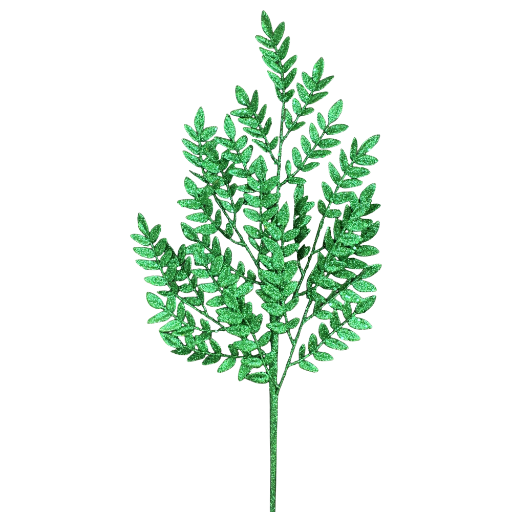 Glitter Fern Spray: Green, 28"