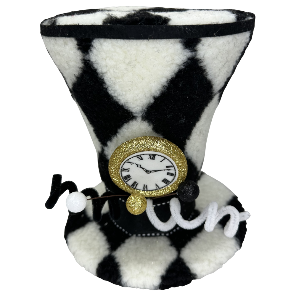 Harlequin Top Hat w/ Clock, 7.5"