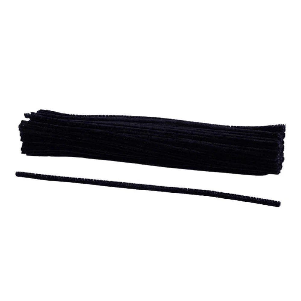 Chenille Stems: Black, 12"